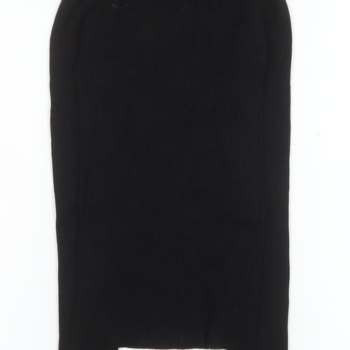 Miss Selfridge Women's Black Size 8 Ribbed Long Sleeve Slim Fit Top