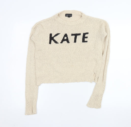 Topshop Women's Beige Knit Pullover Jumper Size 10 Cotton