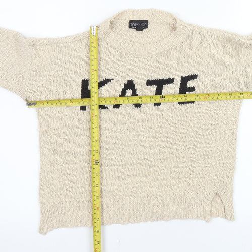 Topshop Women's Beige Knit Pullover Jumper Size 10 Cotton