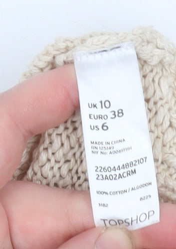 Topshop Women's Beige Knit Pullover Jumper Size 10 Cotton