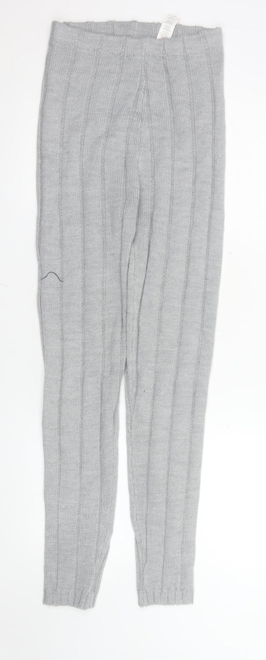 PrettyLittleThing Women’s Grey Knit Leggings S Regular Acrylic