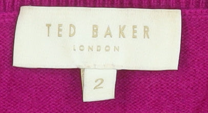 Ted Baker Women’s Purple Wool Blend Relaxed Fit Jumper Size 10