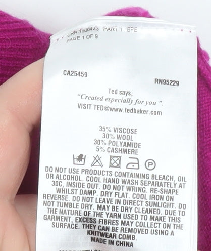 Ted Baker Women’s Purple Wool Blend Relaxed Fit Jumper Size 10
