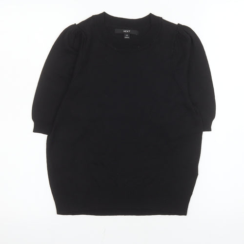 Next Women’s Black XS Puff Sleeve Crew Neck Short Sleeve Top
