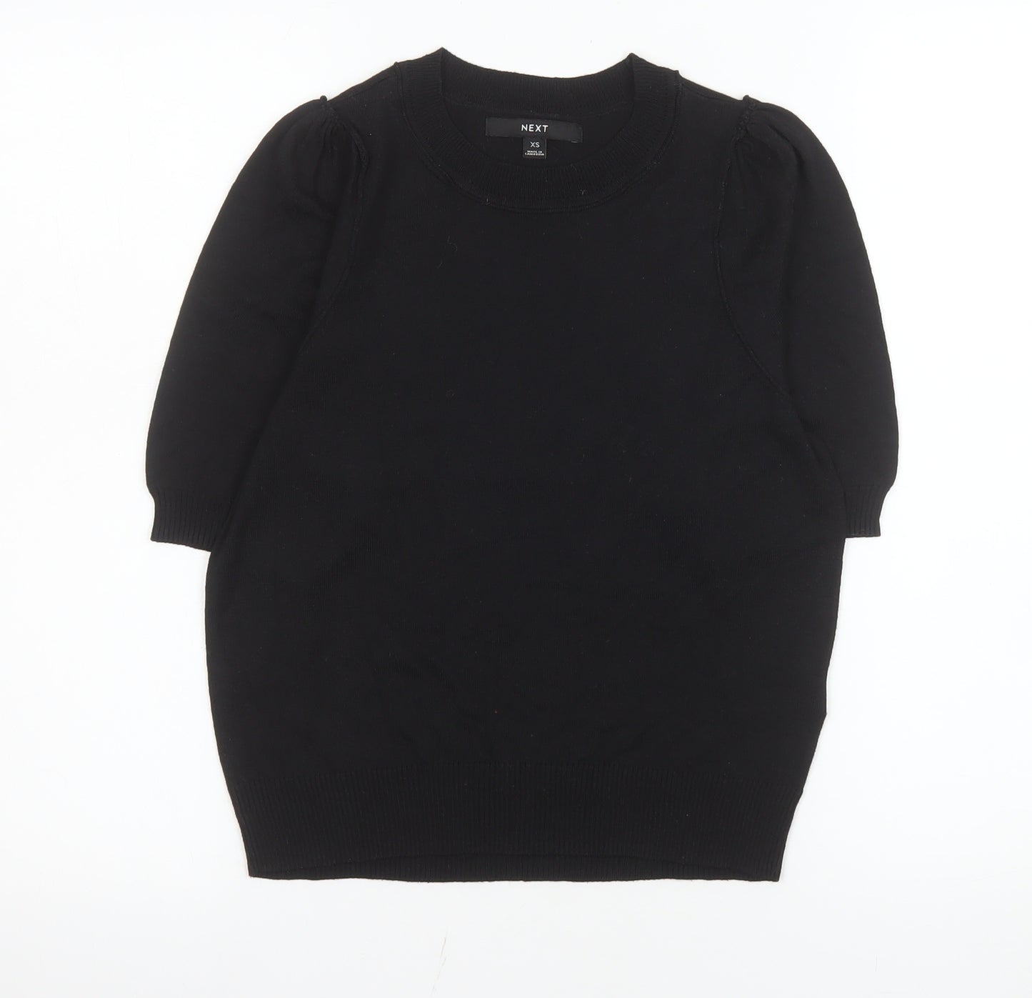 Next Women’s Black XS Puff Sleeve Crew Neck Short Sleeve Top