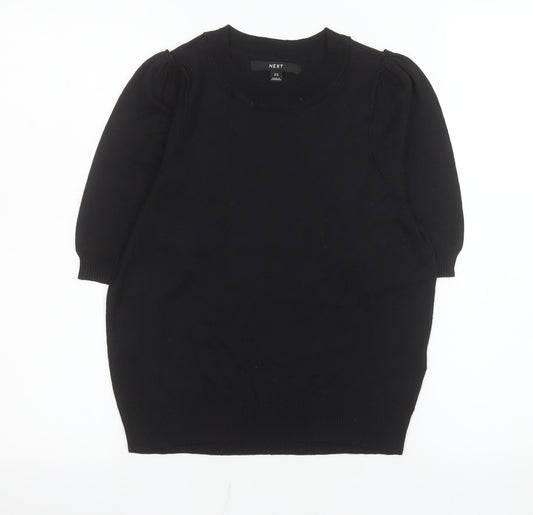 Next Women’s Black XS Puff Sleeve Crew Neck Short Sleeve Top