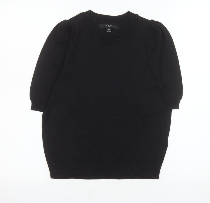 Next Women’s Black XS Puff Sleeve Crew Neck Short Sleeve Top