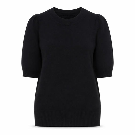 Front view of Next Women’s Black XS Puff Sleeve Crew Neck Short Sleeve Top