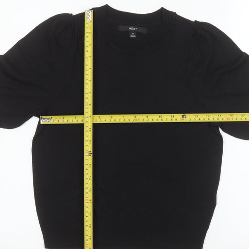 Next Women’s Black XS Puff Sleeve Crew Neck Short Sleeve Top