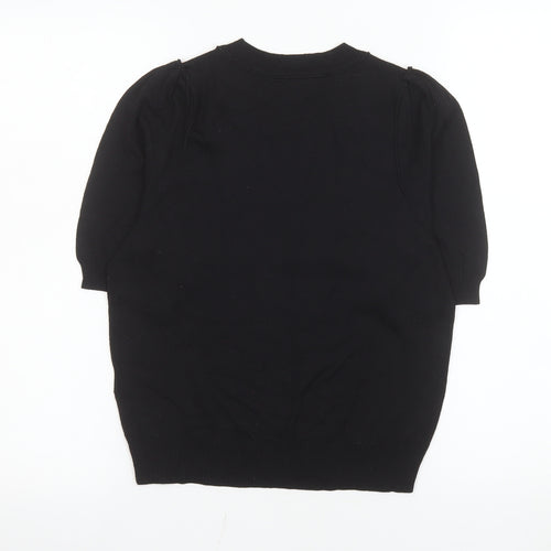 Next Women’s Black XS Puff Sleeve Crew Neck Short Sleeve Top
