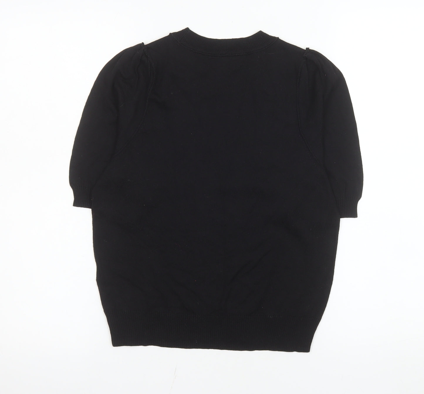 Next Women’s Black XS Puff Sleeve Crew Neck Short Sleeve Top