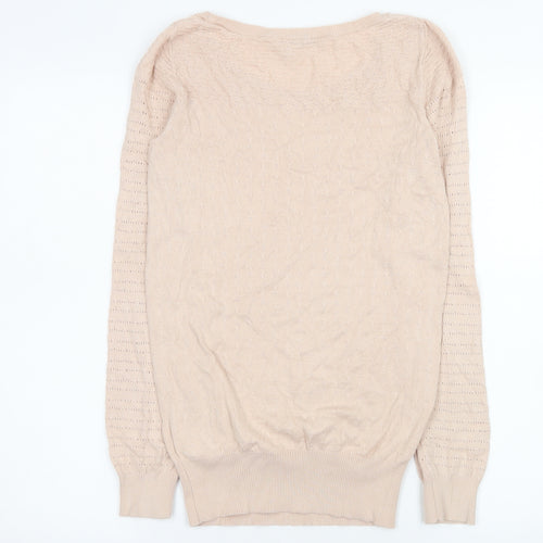Oasis Women’s Beige Knit Long Sleeve Scoop Neck Blouse Size M