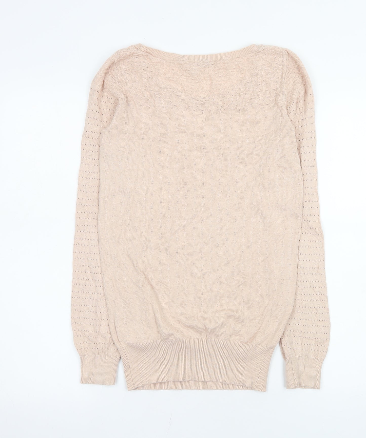 Oasis Women’s Beige Knit Long Sleeve Scoop Neck Blouse Size M