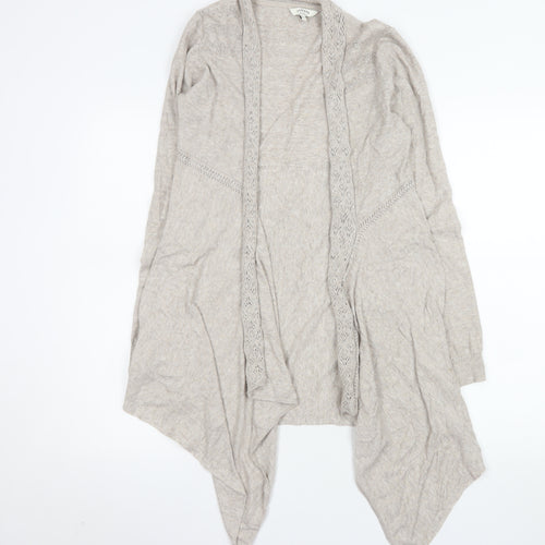 FatFace Women Beige Cotton Open Knit Long Sleeve Cardigan Size 10