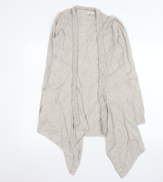 FatFace Women Beige Cotton Open Knit Long Sleeve Cardigan Size 10