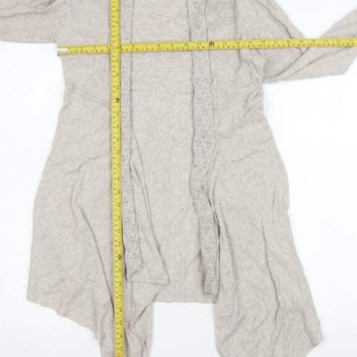FatFace Women Beige Cotton Open Knit Long Sleeve Cardigan Size 10