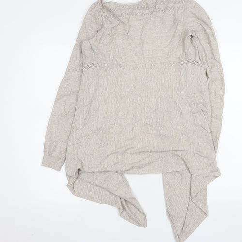FatFace Women Beige Cotton Open Knit Long Sleeve Cardigan Size 10