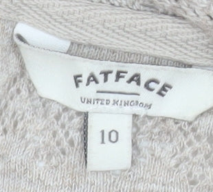 FatFace Women Beige Cotton Open Knit Long Sleeve Cardigan Size 10