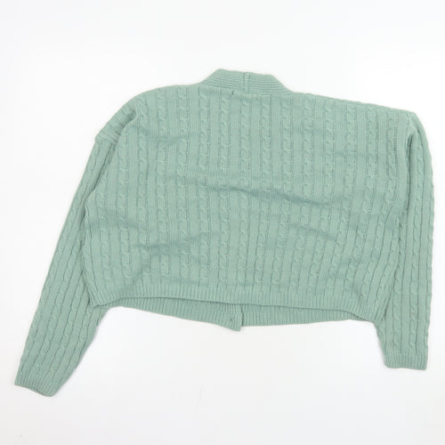 Nasty Gal Womens Green Cable-Knit Button Cardigan Size S
