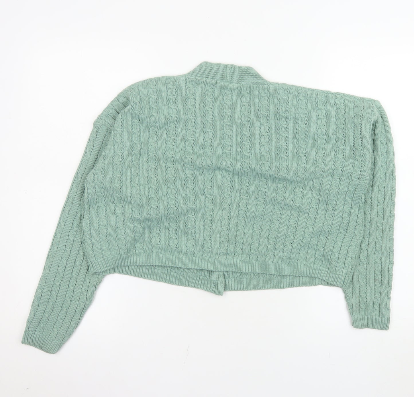 Nasty Gal Womens Green Cable-Knit Button Cardigan Size S