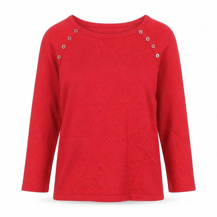M&Co Petite Women’s Red 3/4 Sleeve Button Detail Knit Top Size 12