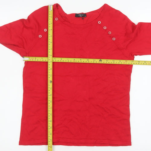 M&Co Petite Women’s Red 3/4 Sleeve Button Detail Knit Top Size 12