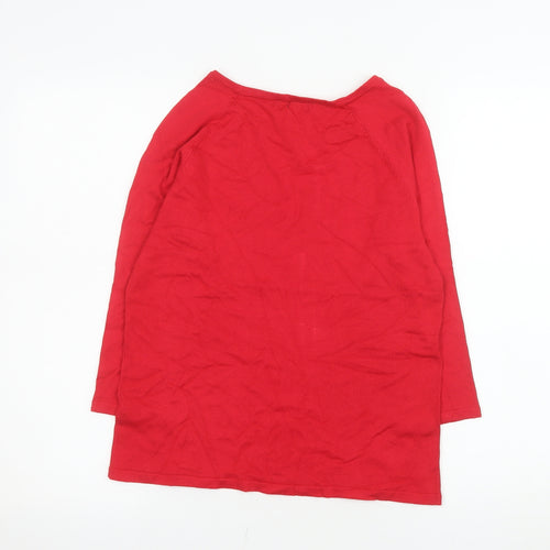 M&Co Petite Women’s Red 3/4 Sleeve Button Detail Knit Top Size 12