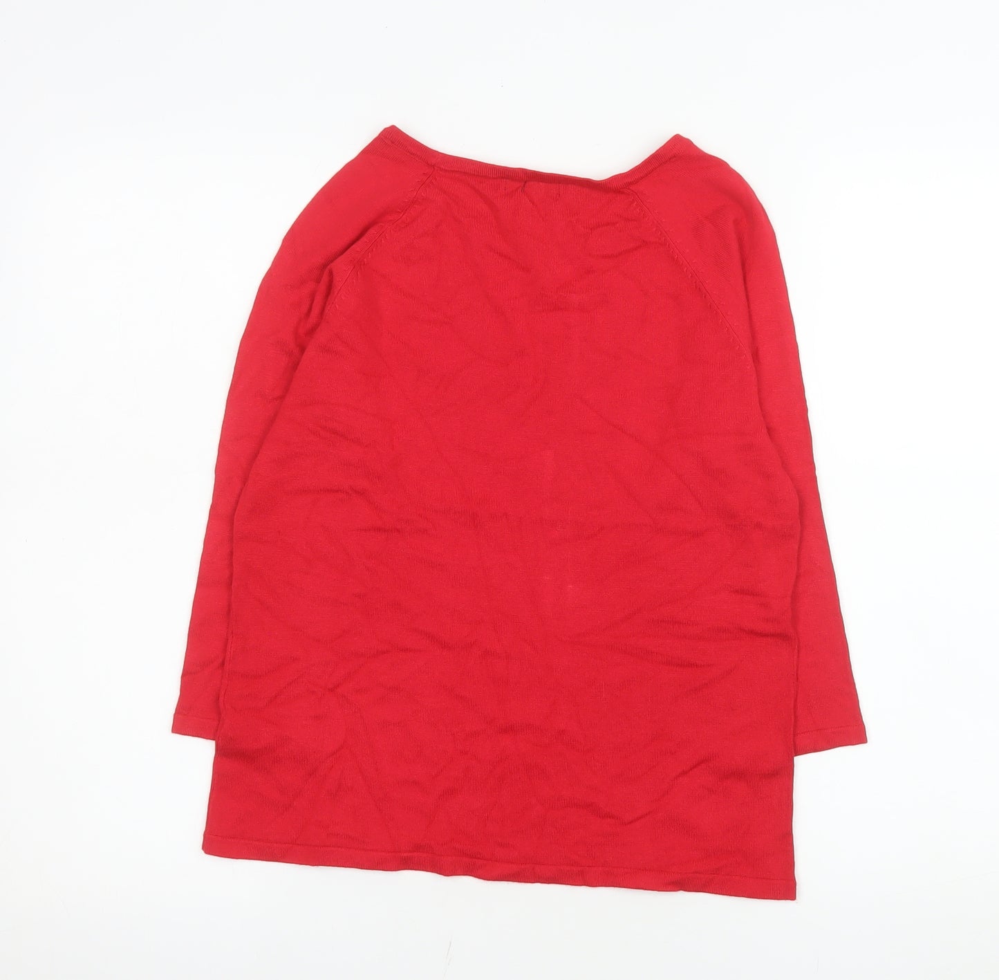 M&Co Petite Women’s Red 3/4 Sleeve Button Detail Knit Top Size 12