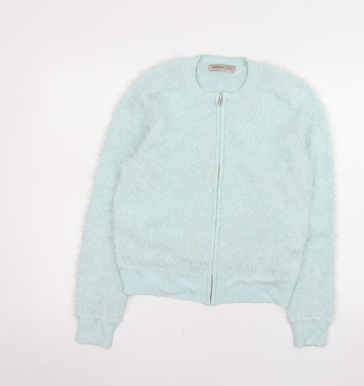 Marks and Spencer Women Blue Size 12 Fluffy Zip Bomber Jacket
