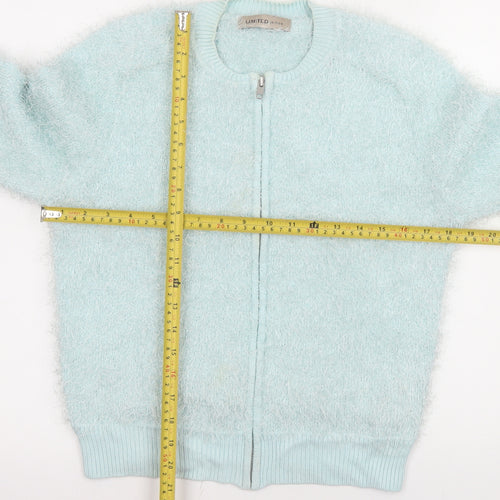 Marks and Spencer Women Blue Size 12 Fluffy Zip Bomber Jacket