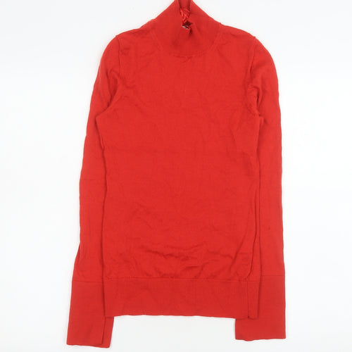 Reiss Women's Red Merino Wool Roll Neck Long Sleeve Knit Top Size S