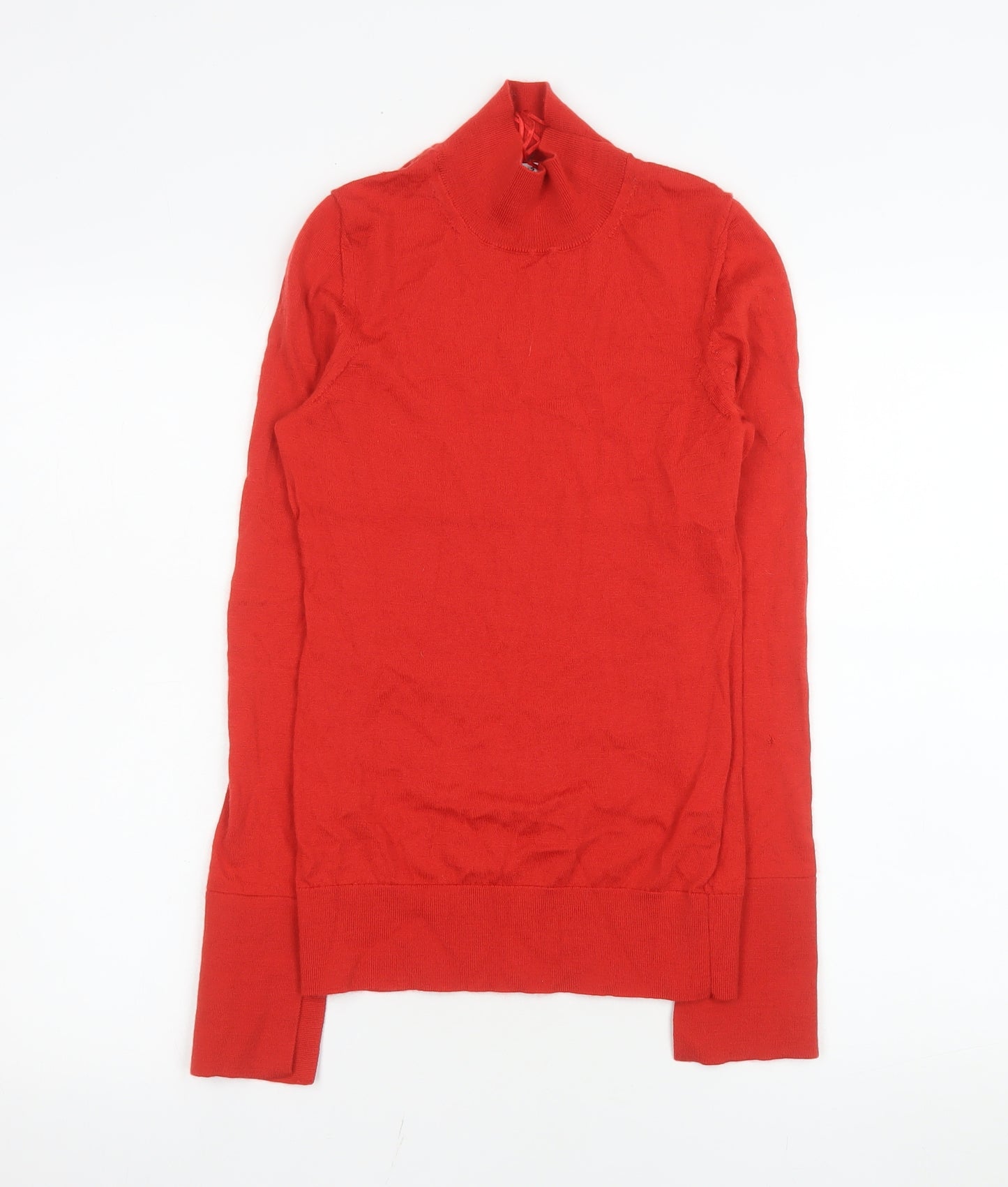 Reiss Women's Red Merino Wool Roll Neck Long Sleeve Knit Top Size S