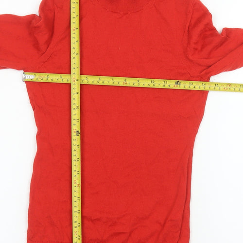 Reiss Women's Red Merino Wool Roll Neck Long Sleeve Knit Top Size S