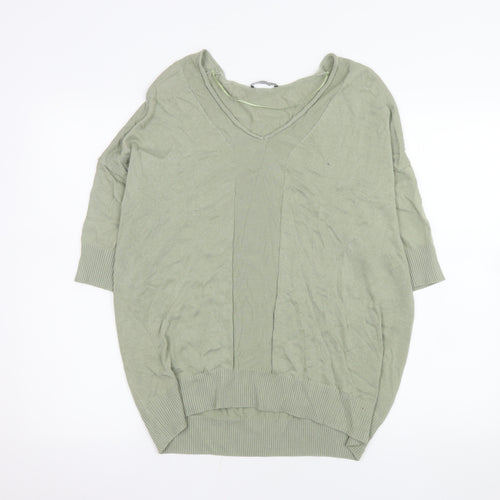 Parfois Women’s Green V-Neck Relaxed Knit Blouse One Size
