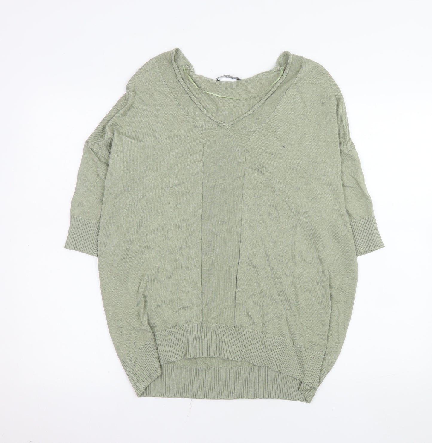 Parfois Women’s Green V-Neck Relaxed Knit Blouse One Size