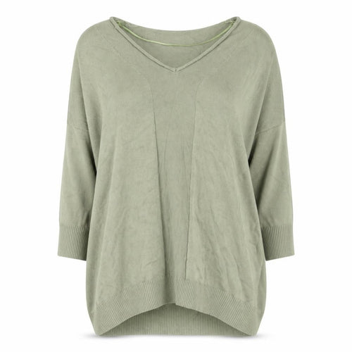 Parfois Women’s Green V-Neck Relaxed Knit Blouse One Size