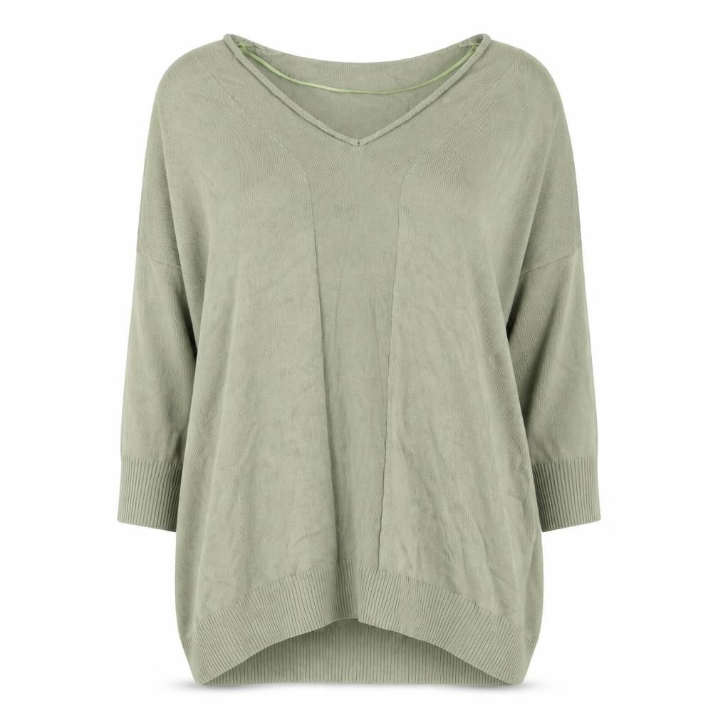 Parfois Women’s Green V-Neck Relaxed Knit Blouse One Size