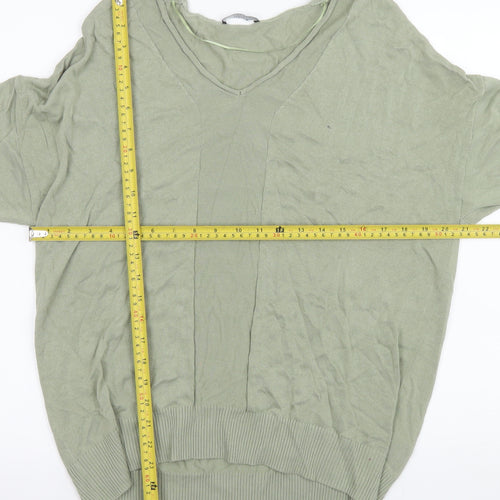 Parfois Women’s Green V-Neck Relaxed Knit Blouse One Size