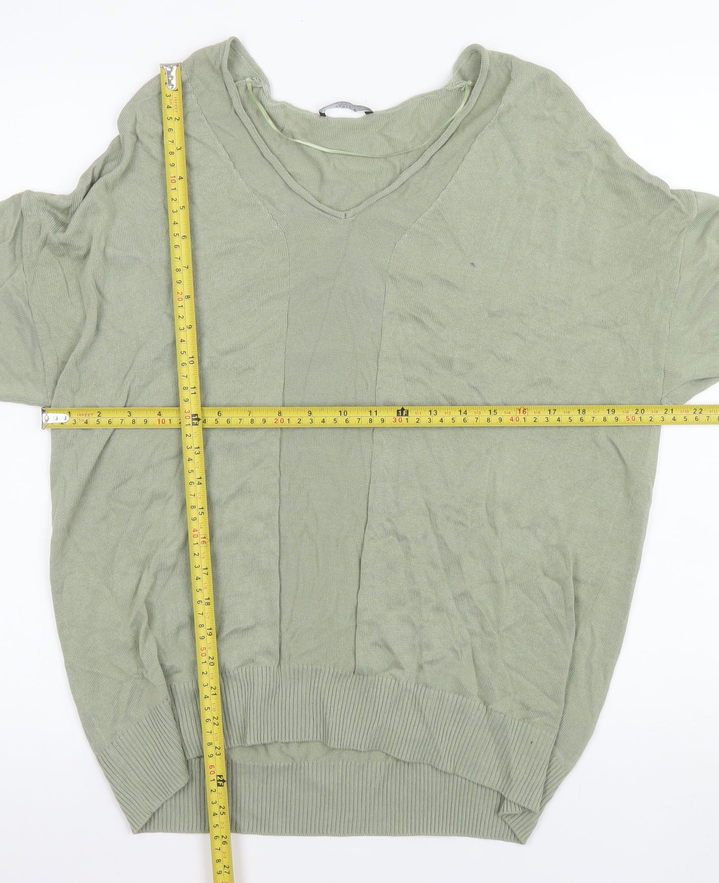 Parfois Women’s Green V-Neck Relaxed Knit Blouse One Size
