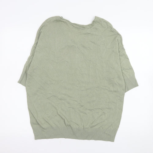 Parfois Women’s Green V-Neck Relaxed Knit Blouse One Size