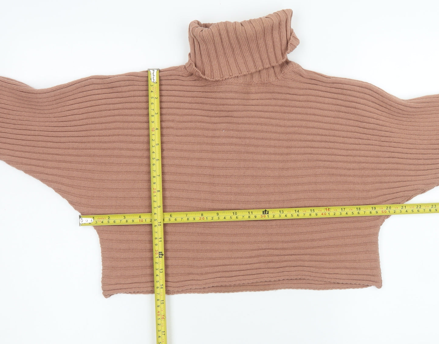 New Look Women Brown Cropped Roll Neck Knit Jumper Size S