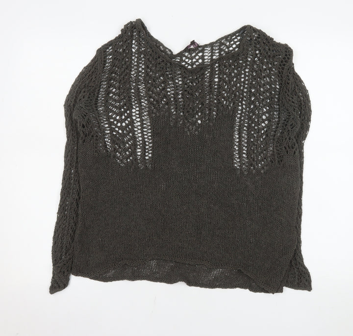 Phase Eight Women's Brown Open-Knit Cotton Jumper Size S