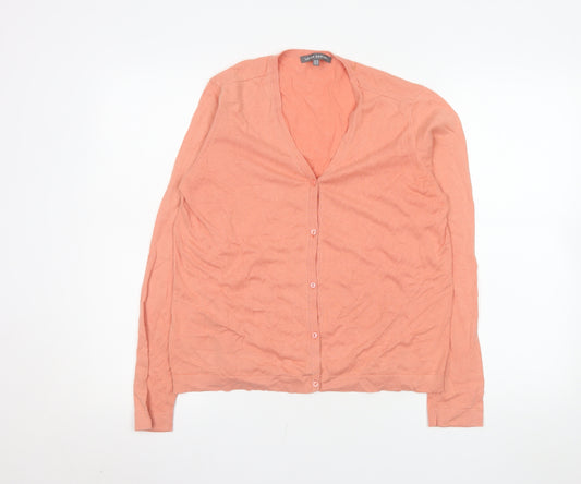 Laura Ashley Women’s Pink Cotton Silk V-Neck Cardigan Size 12