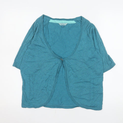 Fat Face Women’s Blue Cotton Short Sleeve Open Cardigan Size 14