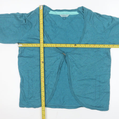Fat Face Women’s Blue Cotton Short Sleeve Open Cardigan Size 14