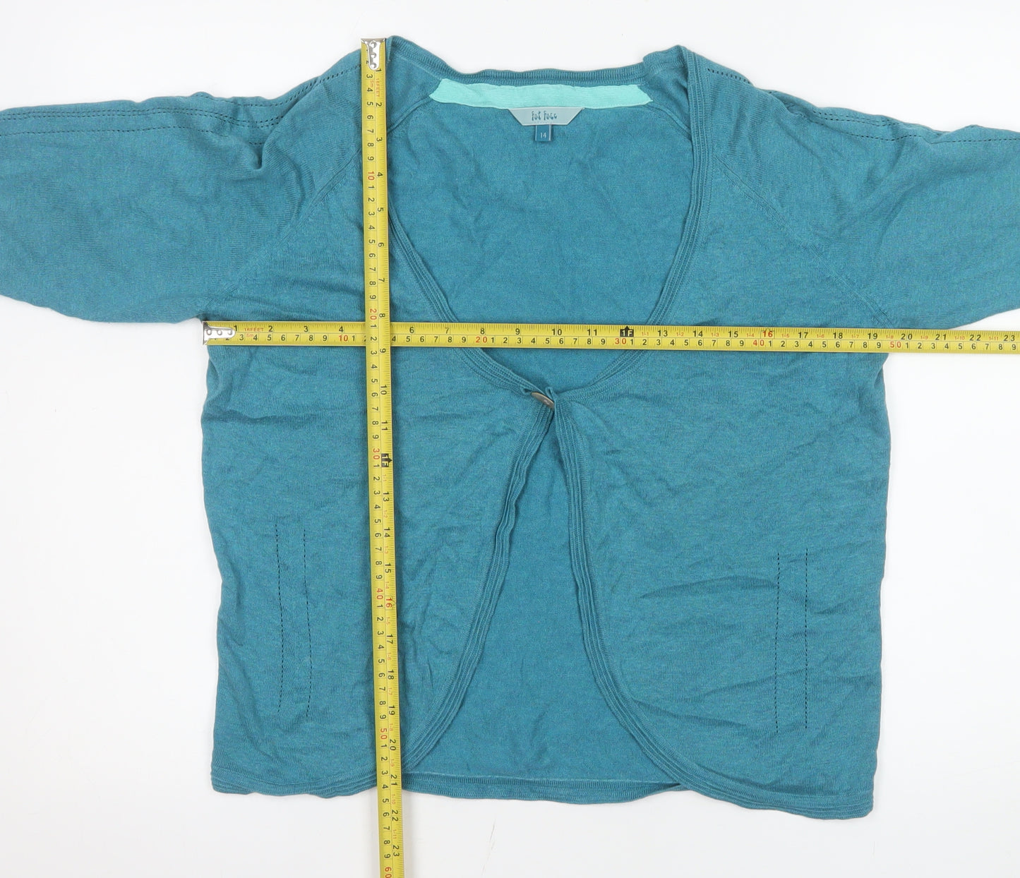 Fat Face Women’s Blue Cotton Short Sleeve Open Cardigan Size 14