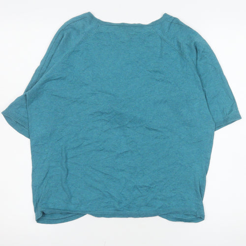 Fat Face Women’s Blue Cotton Short Sleeve Open Cardigan Size 14