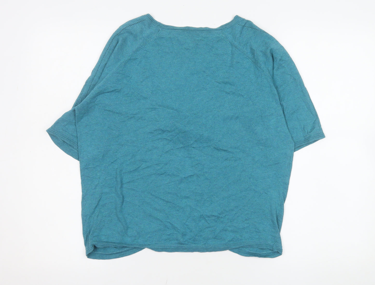 Fat Face Women’s Blue Cotton Short Sleeve Open Cardigan Size 14