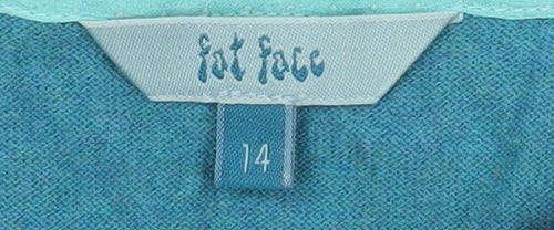 Fat Face Women’s Blue Cotton Short Sleeve Open Cardigan Size 14