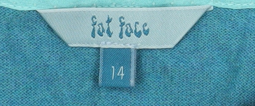 Fat Face Women’s Blue Cotton Short Sleeve Open Cardigan Size 14